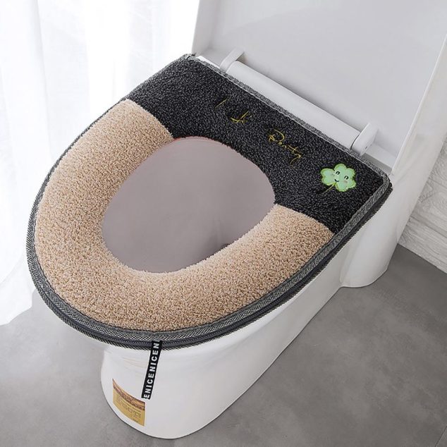 Winter Plush Soft Toilet Seat Cover With Handle