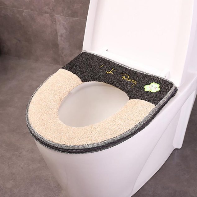 Winter Plush Soft Toilet Seat Cover With Handle