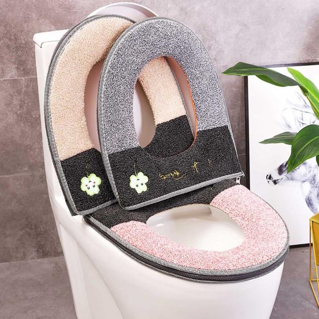 Winter Plush Soft Toilet Seat Cover With Handle