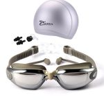 Waterproof Swimming Glasses Electroplated Swimming Goggles with Swimming Cap Set