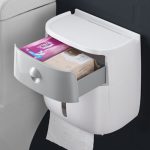 Modern Bathroom Wall Mounted Shelf Storage Box Toilet Paper Dispenser