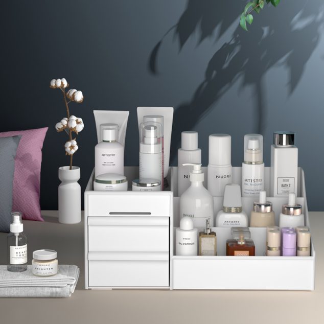 Large Capacity Cosmetic Storage Box with Drawer Organizer