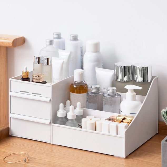 Large Capacity Cosmetic Storage Box with Drawer Organizer