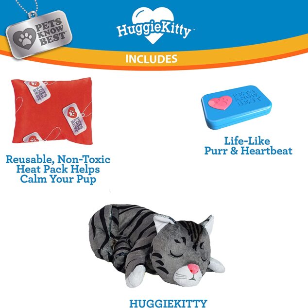HuggieKitty by Pets Know Best- Cuddly Cat Toy, Soothing Sound & Warmth Help Relax